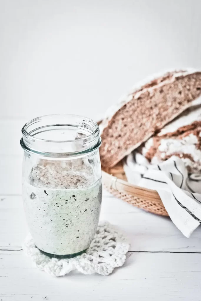 Sourdough starter in jar