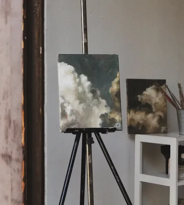 Artwork on easel indoors