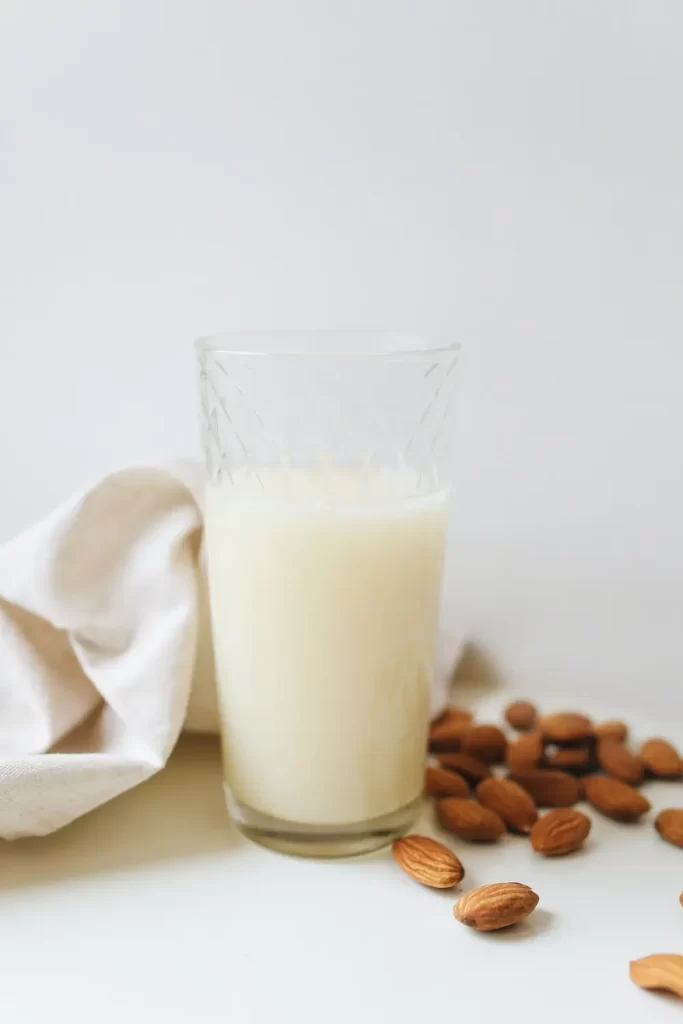 homemade almond milk in jar
