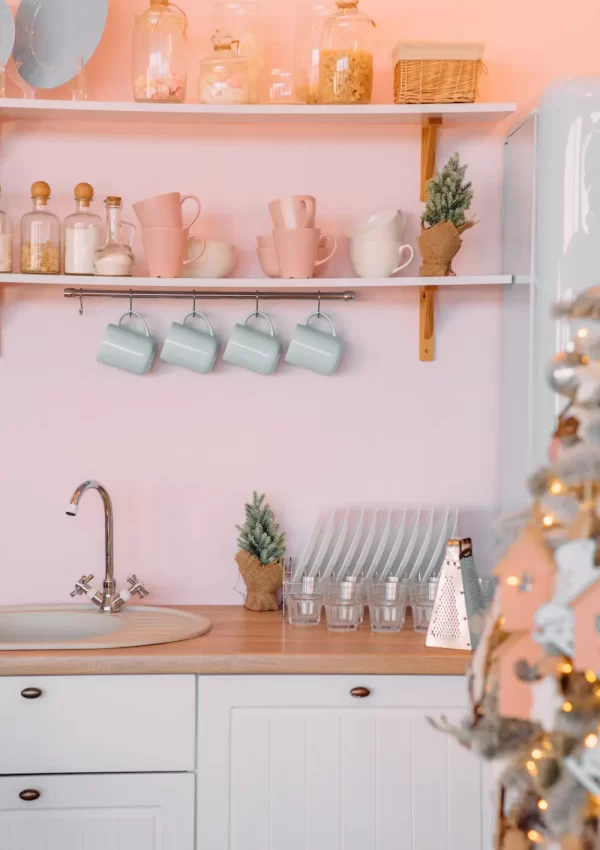 retro pink kitchen