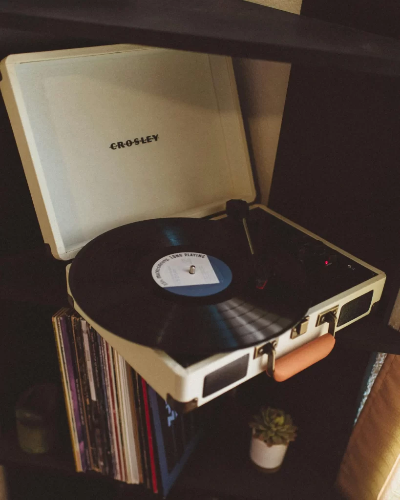 record player on table 