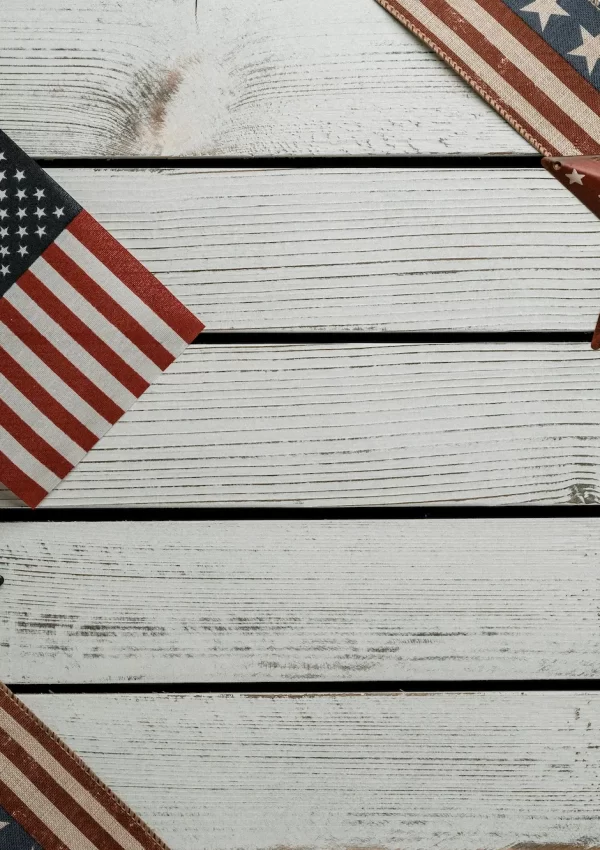 American flag and ornamental ribbons