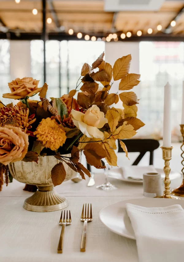 fall floral bouquet on table